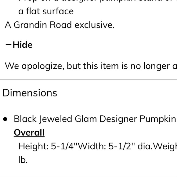 New Grandinroad Black Jeweled Glam Designer Pumpkin,...